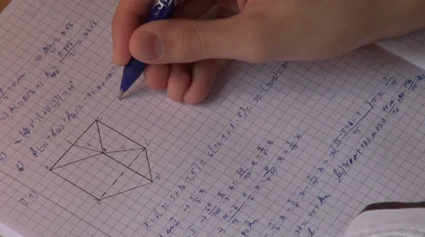 Student doing his homework, calculations,teen studying, writing,math,close up Vídeos de archivo 31210104