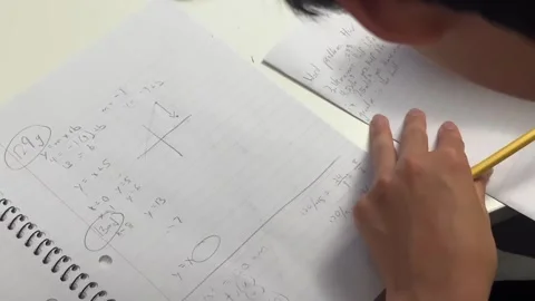 Student Doing Homework, Algebra, Math, Middle Schooler Teenager Stock Footage 320109054