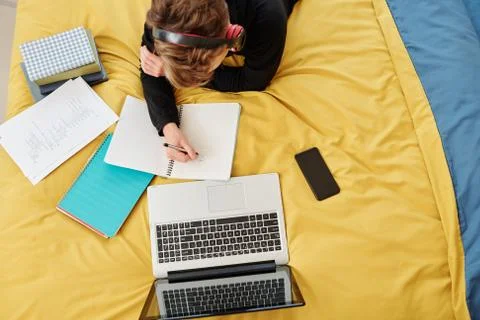 Student doing homework Foto stock