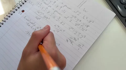 Student Doing Math Homework, Overhead POV Stock Footage 320163670