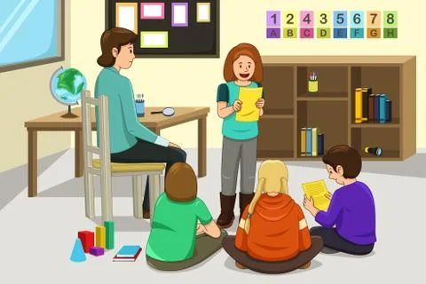 Student Doing Presentation Stock Illustration