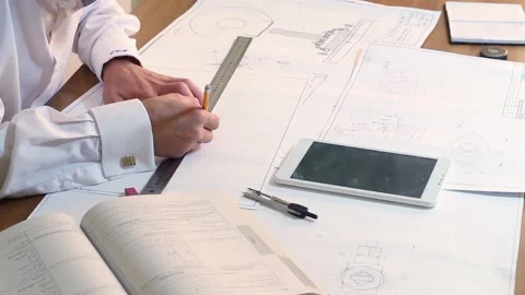 Student Draws A lines On A Drawing Video stock 91871280