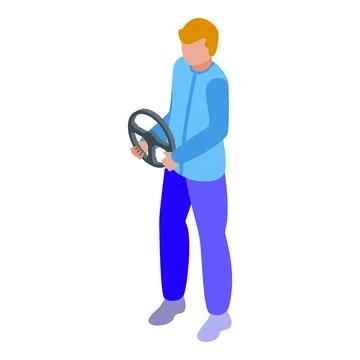 Student driver icon isometric vector. Trucker man Stock Illustration