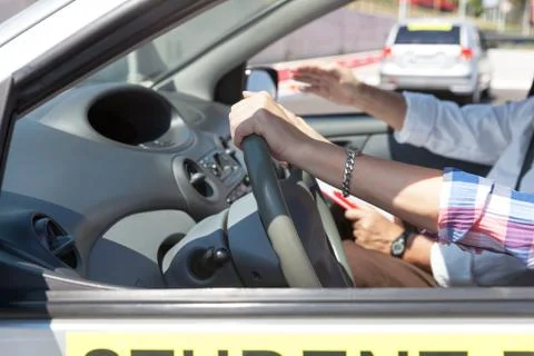 Student driver. learning to drive a car. Stock Photos