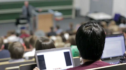 Student during class, working on his laptop. Stock Footage 37269053