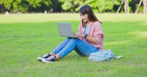 Student e-learning with laptop Stock Footage 218380393