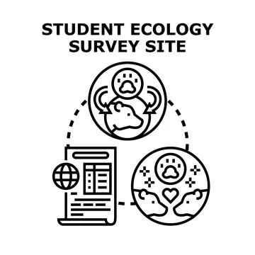 Student ecology survey site vector monitoring animals Stock Illustration