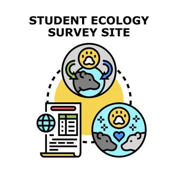 Student ecology survey site vector monitoring animals Stock Illustration