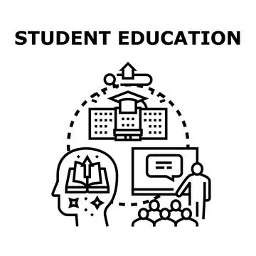 Student education process receiving knowledge achieving academic success Stock Illustration