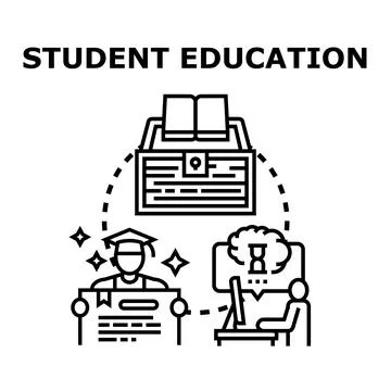 Student education process receiving knowledge and diploma Stock Illustration