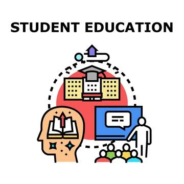 Student education process receiving knowledge achieving academic success Stock Illustration