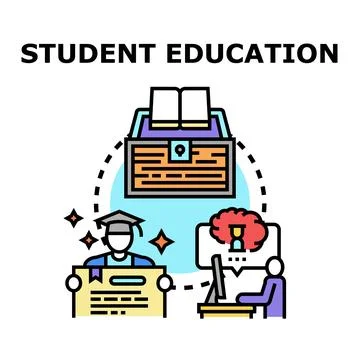 Student education process receiving knowledge and diploma Stock Illustration