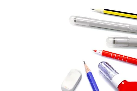 Student educational equipment isolate on white background. Stock-Fotos