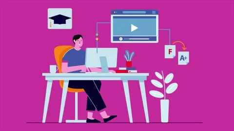 Student Engaging in Online E-Learning and Virtual Education Stock Footage 333328745