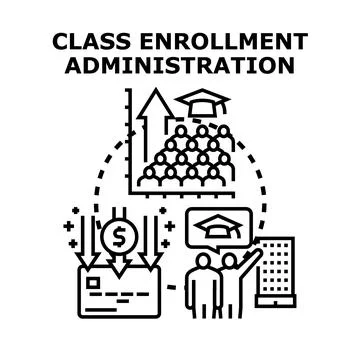 Student enrollment administration process for educational programs Stock Illustration