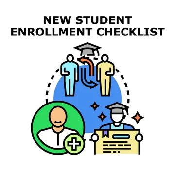 Student enrollment checklist process graduating education concept Stock Illustration