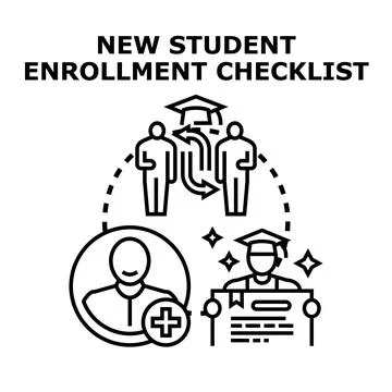 Student enrollment checklist process graduating education concept Stock Illustration