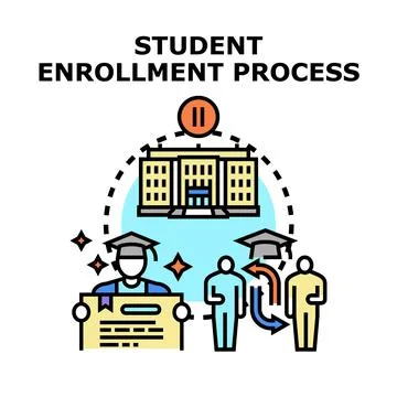 Student enrollment education course studying admission process Stock Illustration
