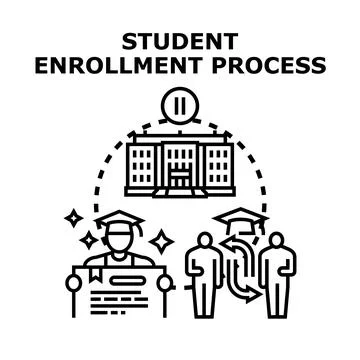 Student enrollment education course studying admission process Stock Illustration