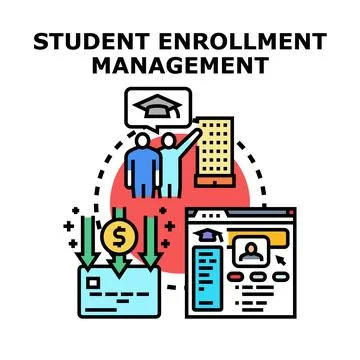 Student enrollment management system concept vector illustration Illustrazione stock