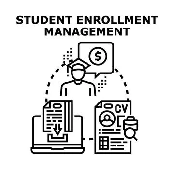 Student enrollment management system process for university admission Stock Illustration