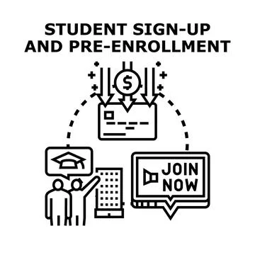 Student enrollment process for education program outline Stock Illustration