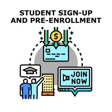 Student enrollment process for education program outline Stock Illustration