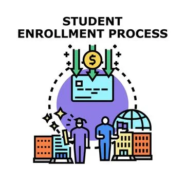 Student enrollment process for higher education funding Stock Illustration