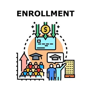 Student enrollment process paying tuition for education Stock Illustration