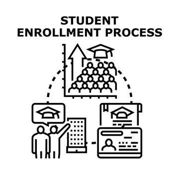 Student enrollment process for university admission and education Stock Illustration