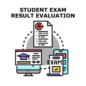 Student exam result evaluation process concept Stock Illustration
