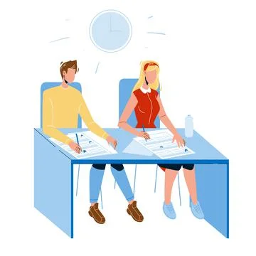 Student Exam Write On Paper Answer Sheet Vector Illustrazione stock