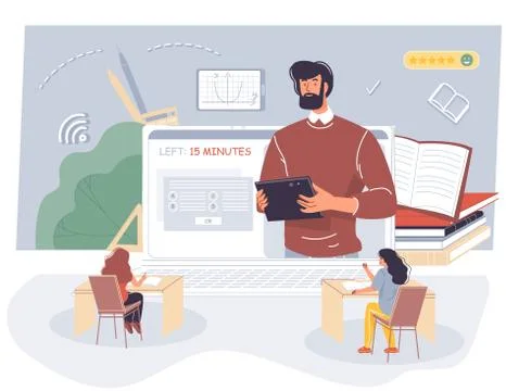 Student examination at physics math online lesson Stock Illustration