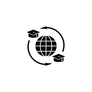 Student Exchange Program, Global Education Flat Vector Icon Stock Illustration