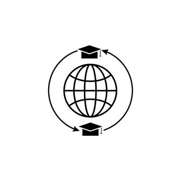 Student Exchange Program, Global Education Solid Flat Vector Icon Isolated on Stock Illustration