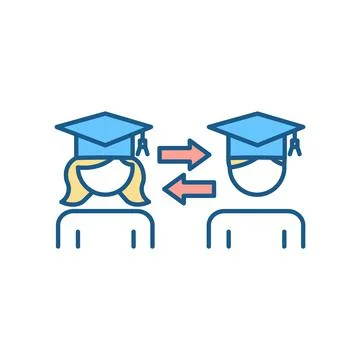 Student exchange program RGB color icon Illustrazione stock