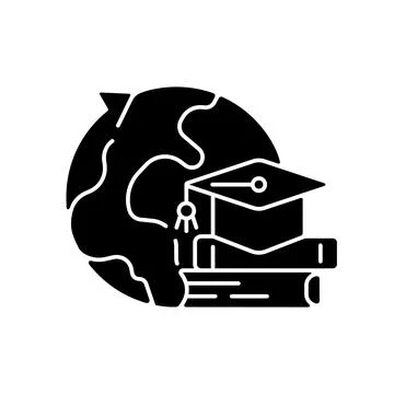 Student exchange programme black glyph icon Stockillustratie