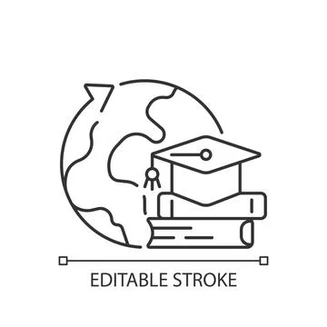 Student exchange programme linear icon Stock Illustration