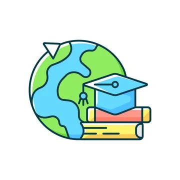 Student exchange programme RGB color icon Ilustración de archivo