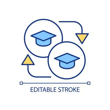 Student exchange programme RGB color icon Illustrazione stock