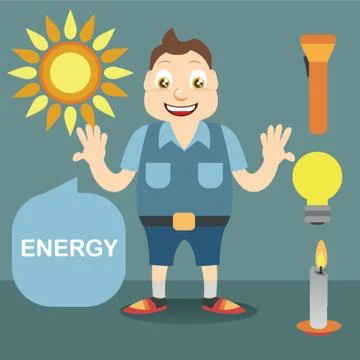 Student Explaining About Energy Stock Illustration