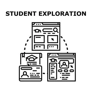 Student exploration concept with online learning platform Stock Illustration