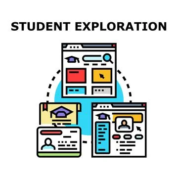 Student exploration concept with online learning platform Stock Illustration