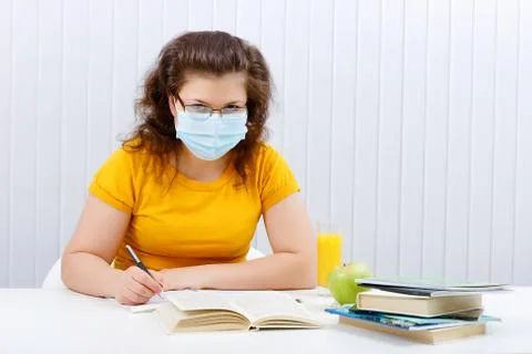 Student of the face mask Stock Photos