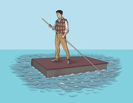 A student floats on a book. Stock Illustration