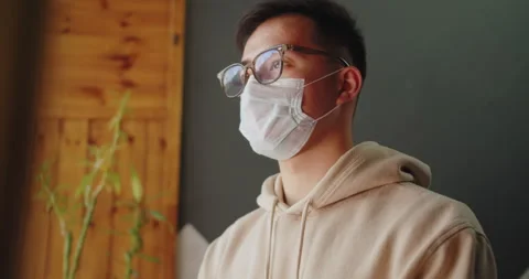 Student freelancer with computer for distance job due to coronavirus quarantine Видео 138527030