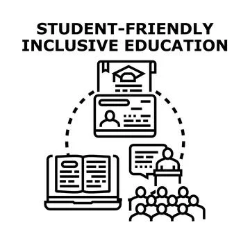 Student friendly approach to inclusive education concept Stock Illustration