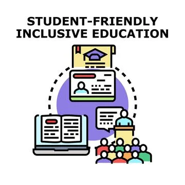 Student friendly approach to inclusive education concept Stock Illustration