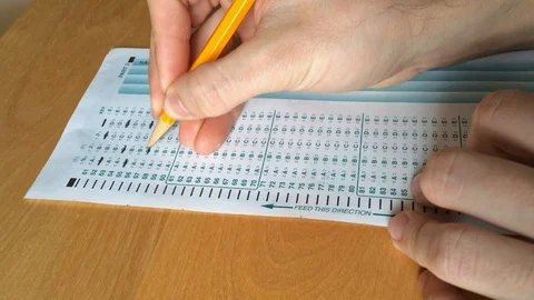 Student frustration taking a standardized test Stock Footage 94236557