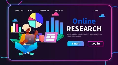 Student girl analyzing statistic data on digital screen online research e 스톡 일러스트